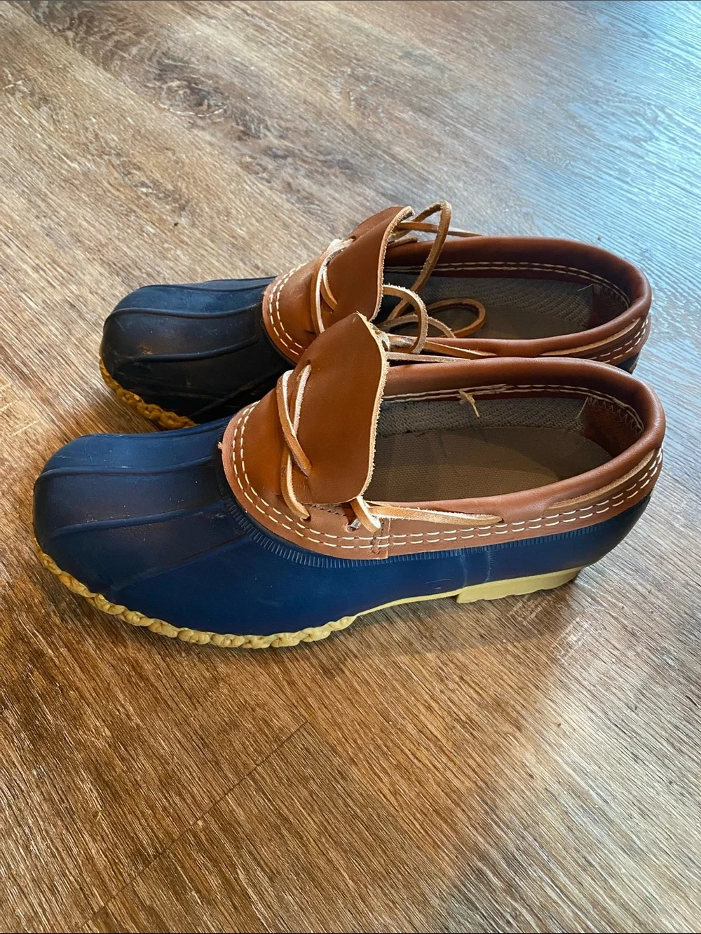 L.L. Bean Brown and Navy Leather and Rubber Duck Boot Shoes